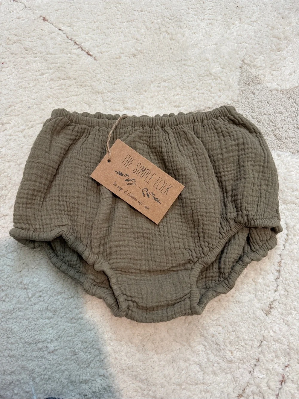 Soft Cotton Baby Bloomers in Olive
